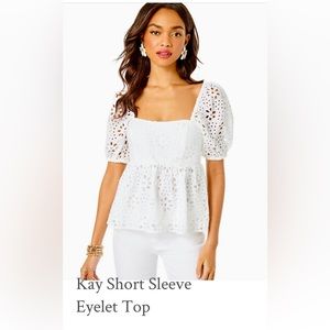 NWT Women's Shirts Lilly Pulitzer Kay Short Sleeve Eyelet Top size 12